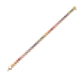 Faberge Colours of Love Cosmic Curve 18ct Rose Gold Rainbow Gemstone Tennis Bracelet