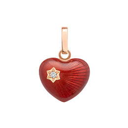 Faberge Heritage 18ct Rose Gold Diamond Red Enamel Heart Charm 3600