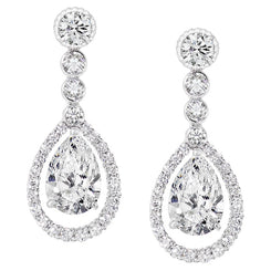 Faberge Platinum Diamond Fluted Teardrop Earrings 1859