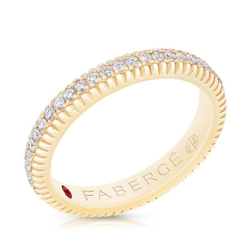 Faberge Colours of Love 18ct Yellow Gold Diamond Fluted Band Ring