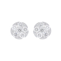 18ct White Gold 0.48ct Diamond Round Cluster Stud Earrings