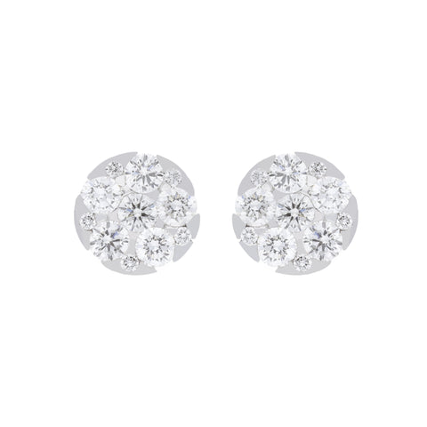 18ct White Gold 0.48ct Diamond Round Cluster Stud Earrings