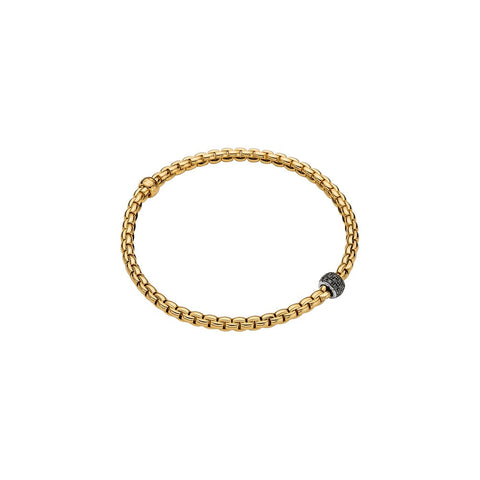 Fope Eka Tiny 18ct Yellow Gold 0.20ct Black Diamond Bracelet, 733B/PAVEN.