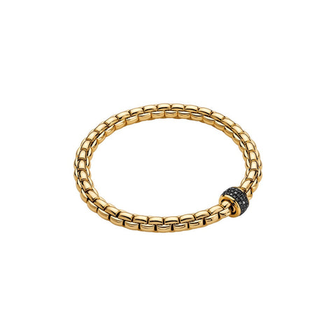 Fope Eka Tiny 18ct Yellow Gold 0.54ct Black Diamond Bracelet, 704B/PAVEN.