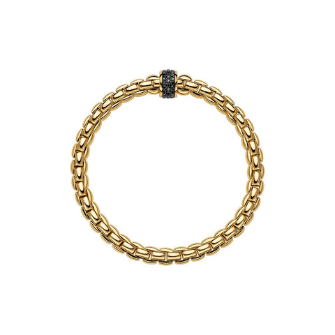 Fope Eka Tiny 18ct Yellow Gold 0.54ct Black Diamond Bracelet