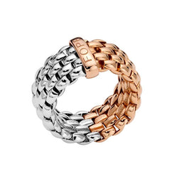 Fope Essentials 18ct White and Rose Gold Flexible Wide Ring