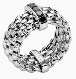 Fope Flex'it Panorama 18ct White Gold 0.70ct Black Diamond Ring