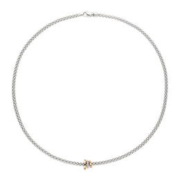'-Fope Flex'it Prima 18ct White Rose Gold Diamond 43cm Necklace, 744C/BBR.