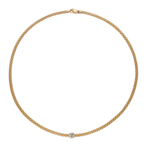 Fope Flex'it Prima 18ct Yellow Gold 0.12ct Diamond Necklace, 743C/BBR.