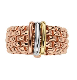 Fope Panorama 18ct Rose Gold Mixed Rondelle Flexible Ring