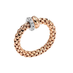 Fope Solo 18ct Rose Gold 0.17ct Diamond Flexible Ring, 62408A PAVE R