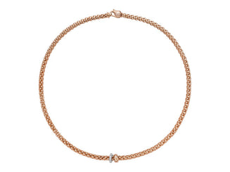 Fope Solo 18ct Rose Gold 0.29ct Diamond 43cm Necklace, 62406C PAVE