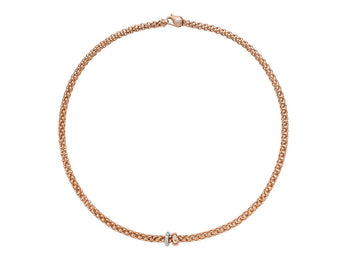 Fope Solo 18ct Rose Gold 0.29ct Diamond 43cm Necklace, 62406C PAVE