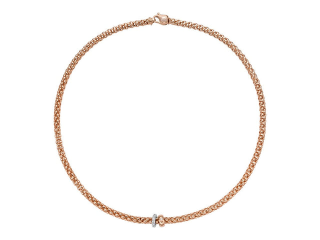 Fope Solo 18ct Rose Gold 0.29ct Diamond 43cm Necklace, 62406C PAVE