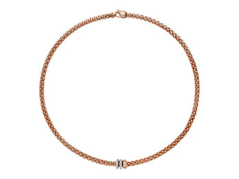 Fope Solo 18ct Rose Gold 0.56ct Diamond 43cm Necklace, 62506C PAVE