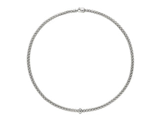 Fope Solo 18ct White Gold 0.01ct Diamond 50cm Necklace