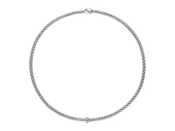 Fope Solo 18ct White Gold 0.01ct Diamond 50cm Necklace