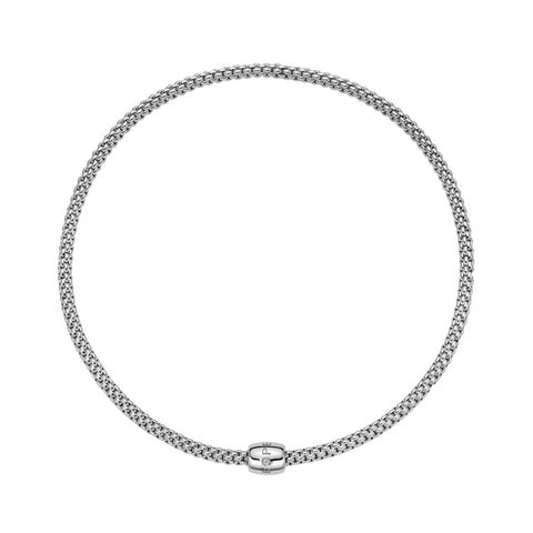 Fope Solo 18ct White Gold 0.03ct Diamond 43cm Necklace, 62606C BBR