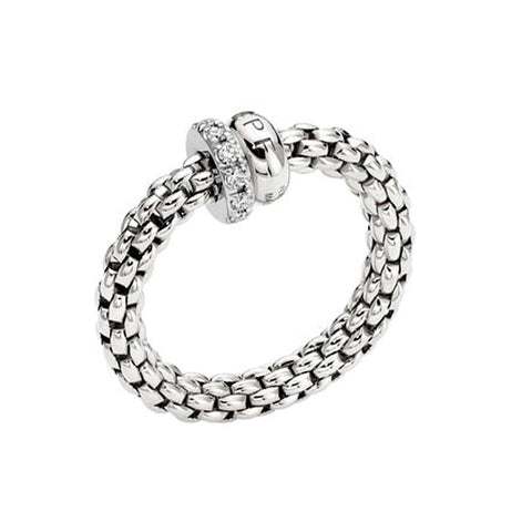 Fope Solo 18ct White Gold 0.17ct Diamond Flexible Ring