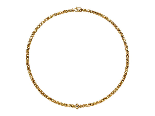 Fope Solo 18ct Yellow Gold 0.01ct Diamond 50cm Necklace