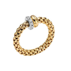 Fope Solo 18ct Yellow Gold 0.17ct Diamond Flexible Ring, 62408A PAVE Y