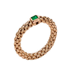 Fope Souls 18ct Rose Gold Emerald Flexible Ring, AN09 SME R