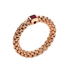 Fope Souls 18ct Rose Gold Ruby Flexible Ring, AN09 RUB R