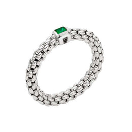 Fope Souls 18ct White Gold Emerald Flexible Ring, AN09 SME W
