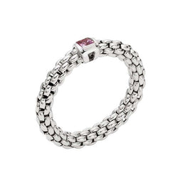 Fope Souls 18ct White Gold Pink Sapphire Flexible Ring, AN09 ZAF1 W