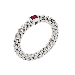 Fope Souls 18ct White Gold Ruby Flexible Ring, AN09 RUB W