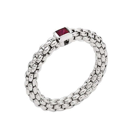 Fope Souls 18ct White Gold Ruby Flexible Ring, AN09 RUB W