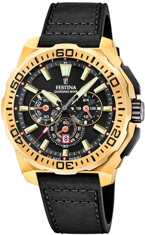 Festina Chrono Bike Gold Leather Watch F20728/3