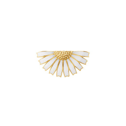 Georg Jensen Daisy 18ct Yellow Gold Plated Sterling Silver White Enamel Half Flower Brooch