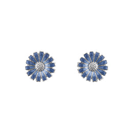 Georg Jensen Daisy Sterling Silver Blue Enamel Stud Earrings, 20001544