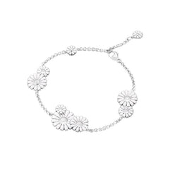 Georg Jensen Daisy Sterling Silver White Enamel Cluster Bracelet