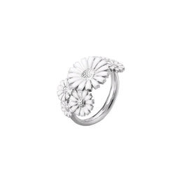 Georg Jensen Daisy Sterling Silver White Enamel Layered Ring