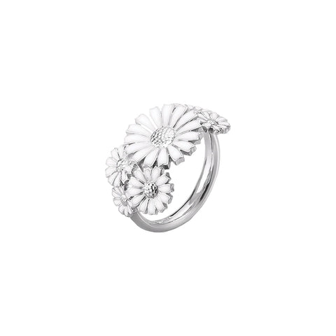 Georg Jensen Daisy Sterling Silver White Enamel Layered Ring