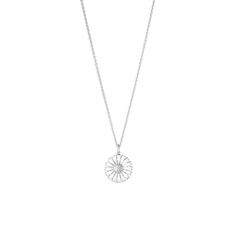 Georg Jensen Daisy Sterling Silver White Enamel Necklace