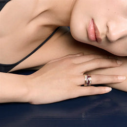 Georg Jensen Fusion 18ct White Gold Red Lacquer Centre Ring