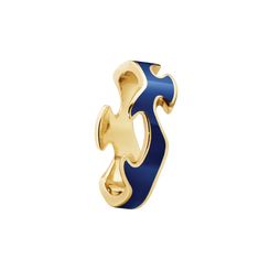 Georg Jensen Fusion 18ct Yellow Gold Blue Lacquer Centre Ring
