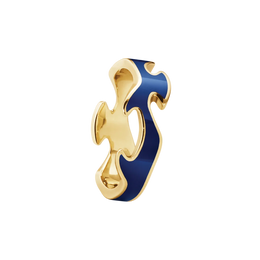 Georg Jensen Fusion 18ct Yellow Gold Blue Lacquer Centre Ring