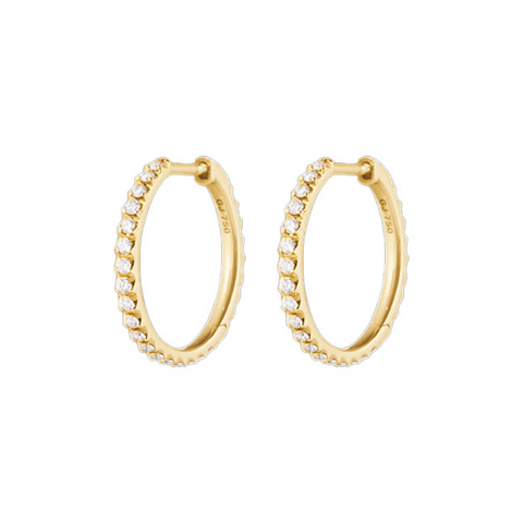 Georg Jensen Signature Diamonds 18ct Yellow Gold 0.30ct Hoop Earrings Pair