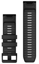 Black watch strap with buckle on a white background
