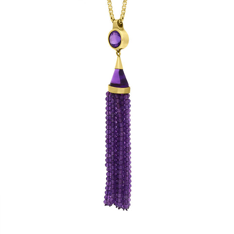 Gold Plated Sterling Silver Amethyst Cascade Tassel Necklace D