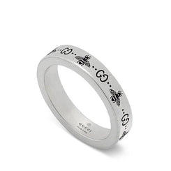 Gucci GG Sterling Silver Engraved Bee Ring YBC729898001