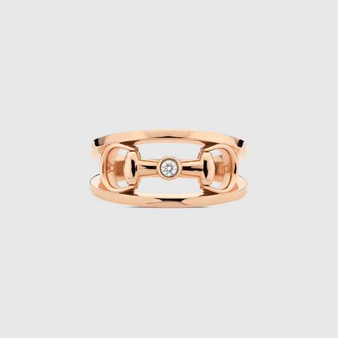 Gucci Horsebit 18ct Rose Gold 0.02ct Diamond Ring