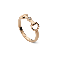 Gucci Horsebit 18ct Rose Gold 0.03ct Diamond Ring YBC796168001