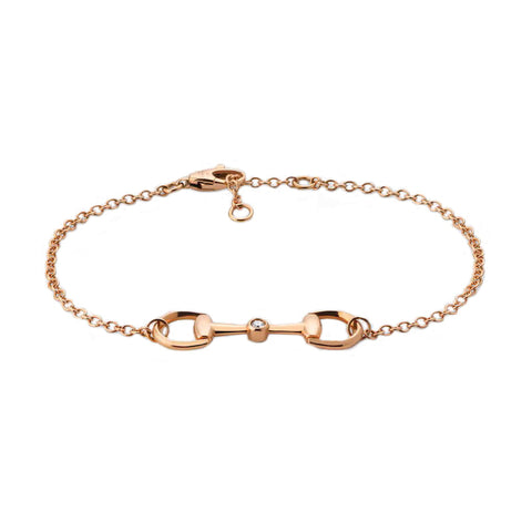 Gucci Horsebit 18ct Rose Gold 0.03ct Diamond Bracelet