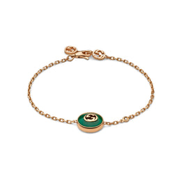Gucci Interlocking 18ct Rose Gold Green Agate Bracelet