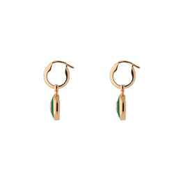 Gucci Interlocking 18ct Rose Gold Green Agate Hoop Earrings D
